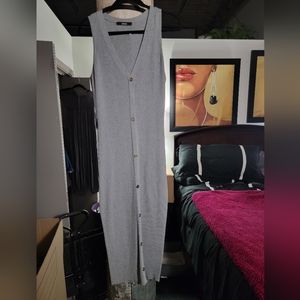 Kosmios Gray Midi Sweater Fitted dress Large